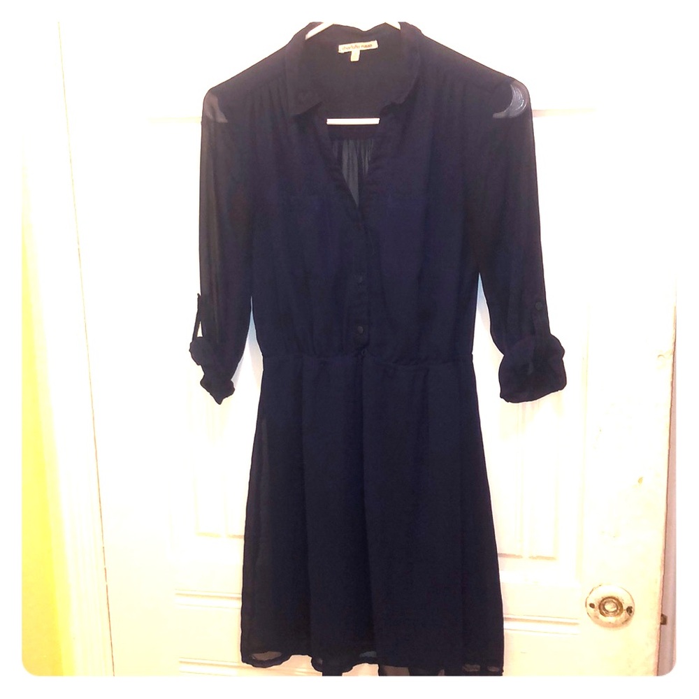 Mid Sleeve Navy Blue Dress